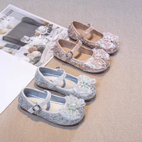 princess kids leather shoes for girls flower casual glitter kids princess shoes baby girls shoes for party and wedding