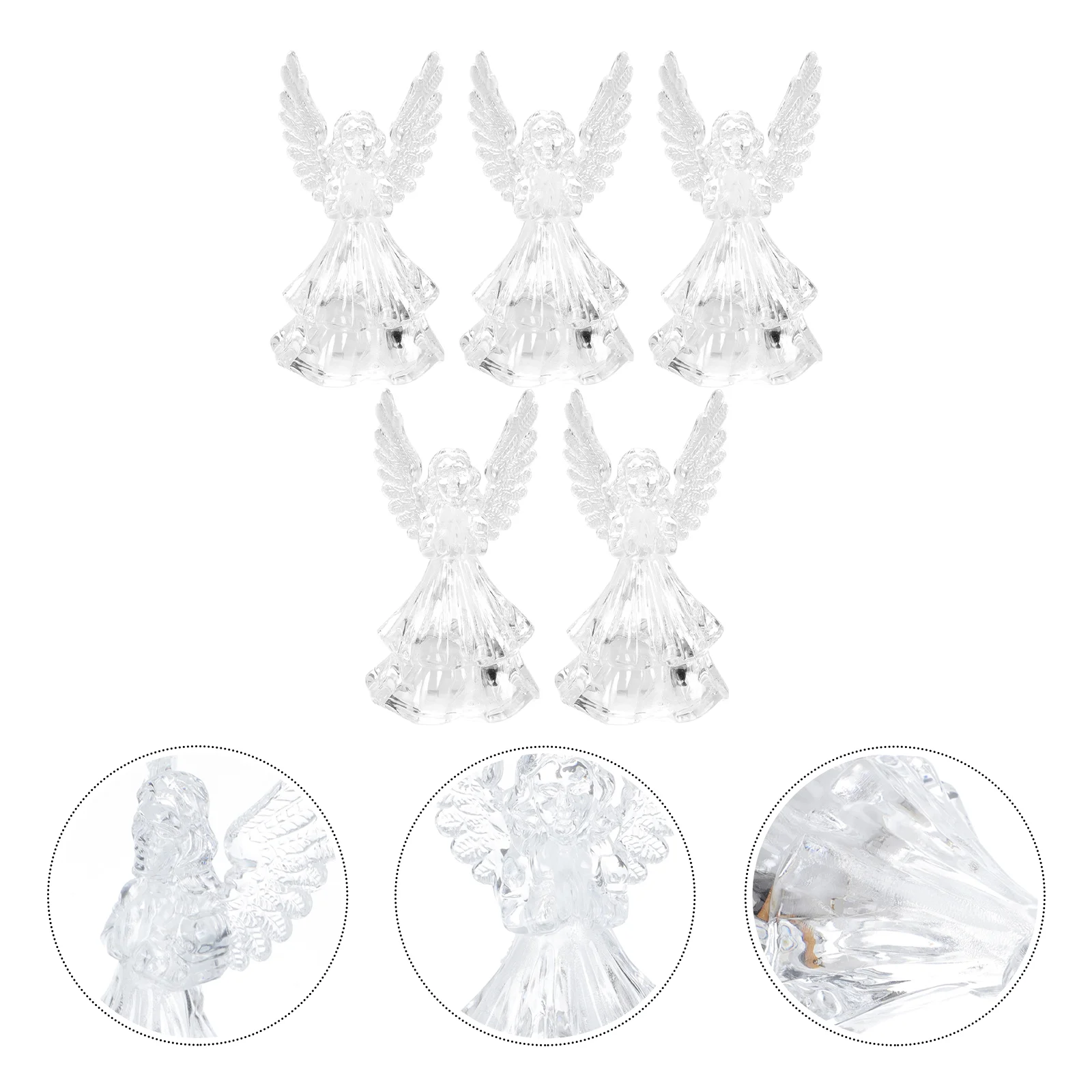 5Pcs Xmas Acrylic Luminous Angel Decors Festive Christmas Angel Light Decors
