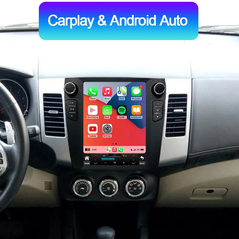 NaviFly Android 11 для Tesla Style Screen Mitsubishi Outlander 2 2005 - 2011 Автомобильный Радио Мультимедийный