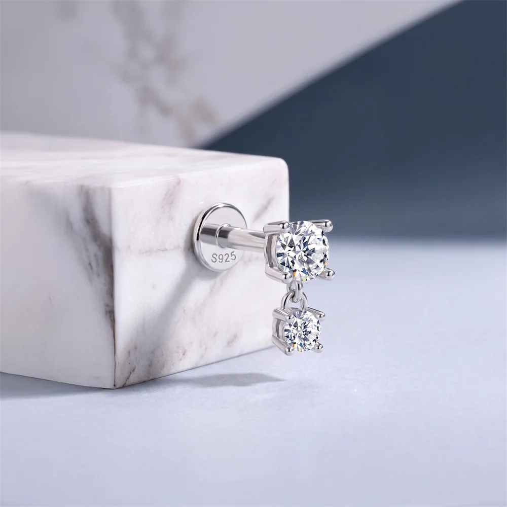 Фото Серьги-кольца AIDE Sparkling Flower Moissanite Tassel для женщин, разные размеры, для пирсинга хряща, из стерлингового серебра 925 пробы, роскошные свадебные украшения №4