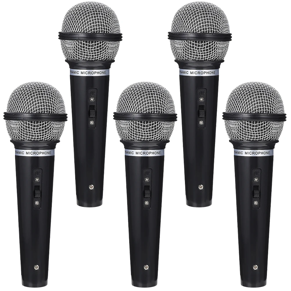 

5pcs Fake Microphone Prop Pretend Microphone Model Realistic Party Favor Mime Stage Performance Simulation Microphone Model