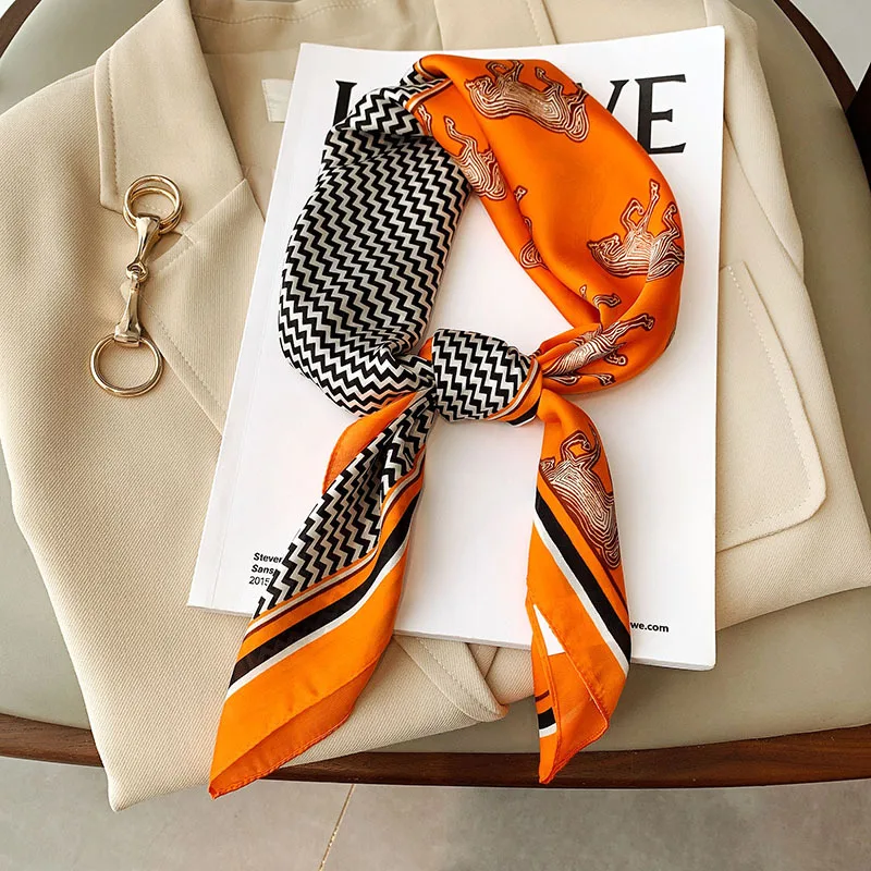 

JTVOVO 2022New 70x70 французский винтажный квадратный шарф с принтом «гусиная лапка» женский модный роскошный головной платок нагрудник Бандана тю...