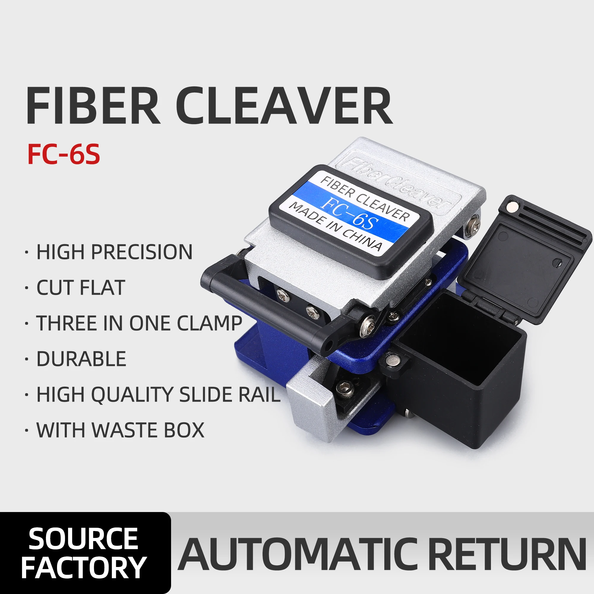 FTTH Engineering Special For Project High Precision FC-6S Optical Fiber Cleaver Cutting Tool With Waste Fiber Box