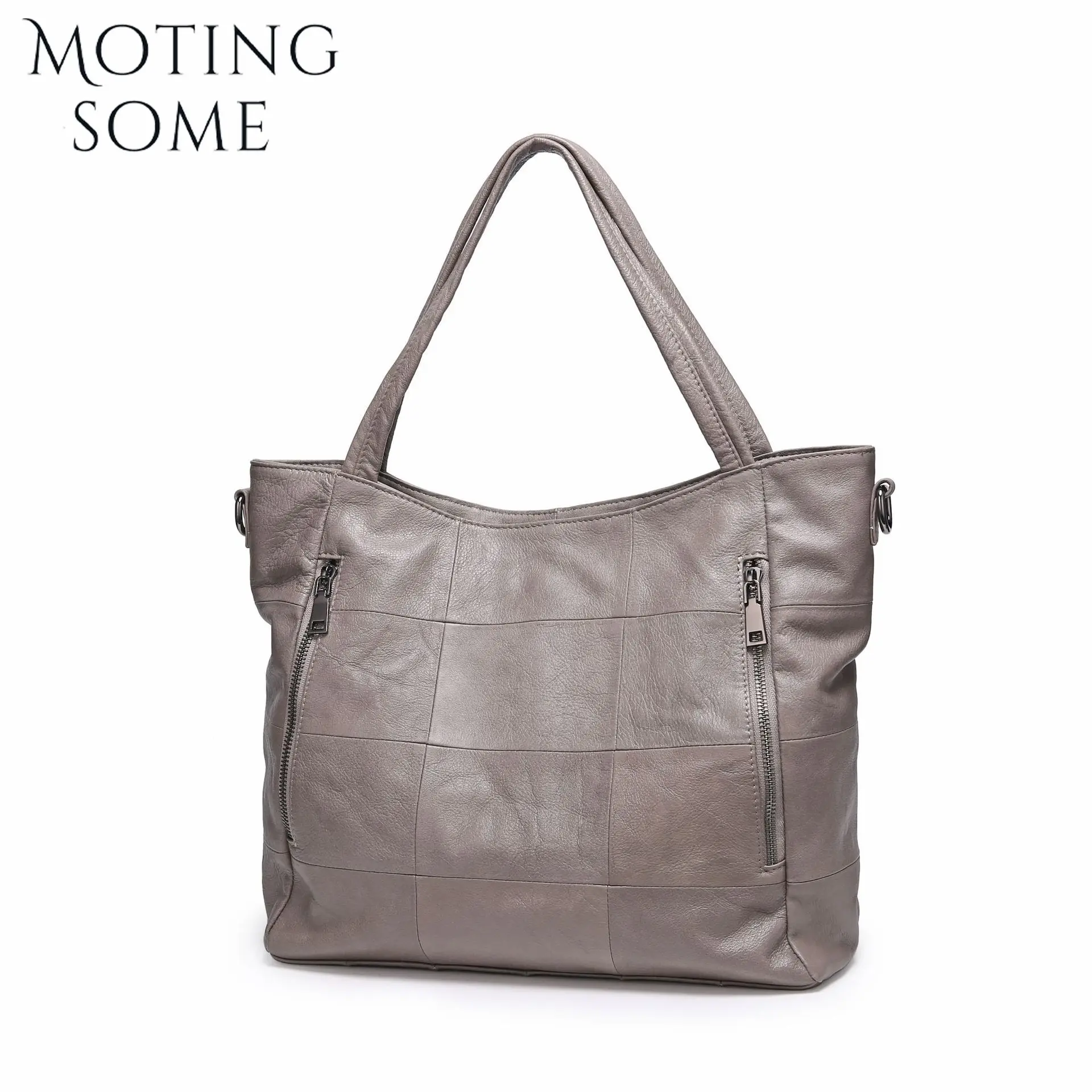 Женская Повседневная Большая Сумка Motingsome Из Натуральной Кожи На Молнии