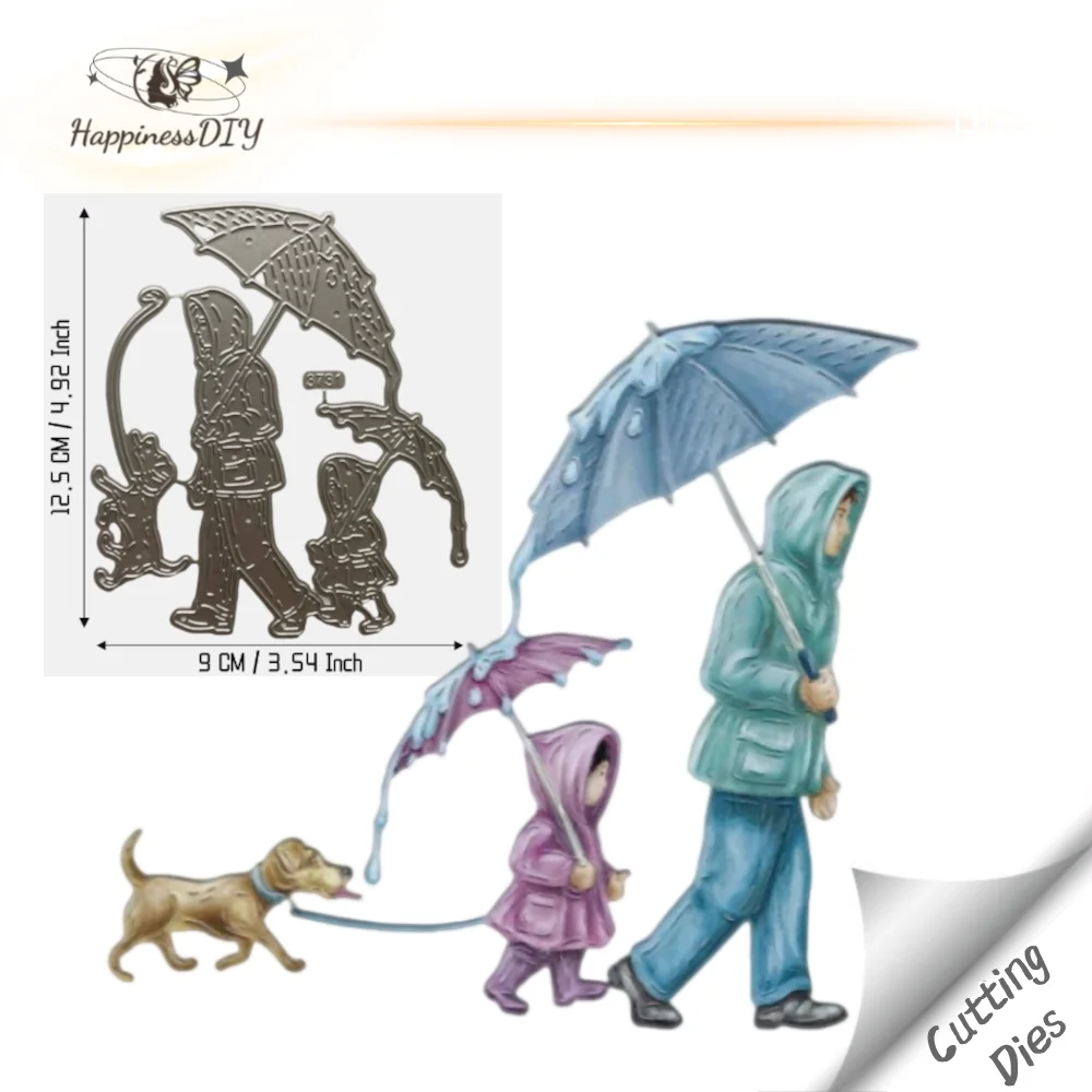

Dad and Daughter Walking the Dog Metal Cutting Dies for DIY Scrapbooking Album Paper Cards Decorative Crafts Embossing Die Cuts