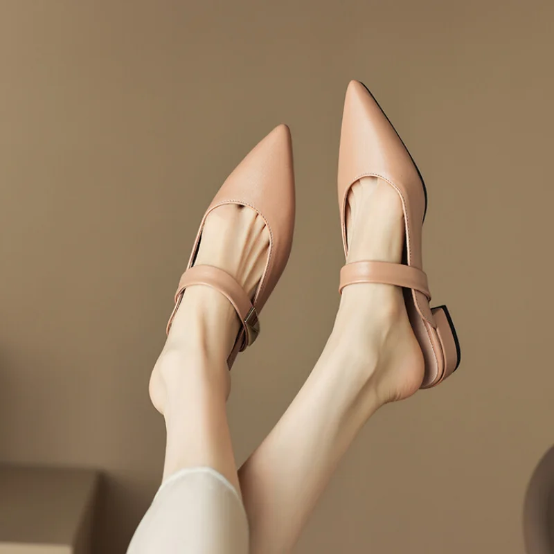 Женские шлепанцы с острым носком на низком каблуке высотой 3 5 см