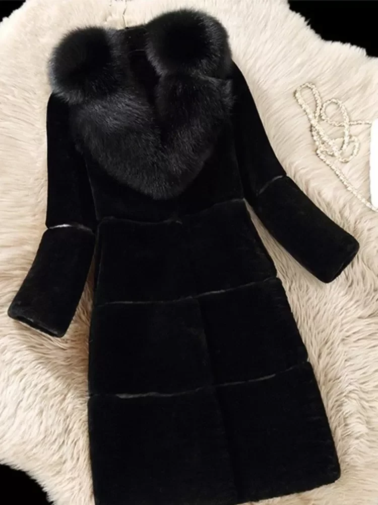 New in Winter Faux Fur Coat Women Thick Long Sleeve Jacket Fashion Women Fake Fur Collar Outerwear Women Warm Faux Fur Coat y2k