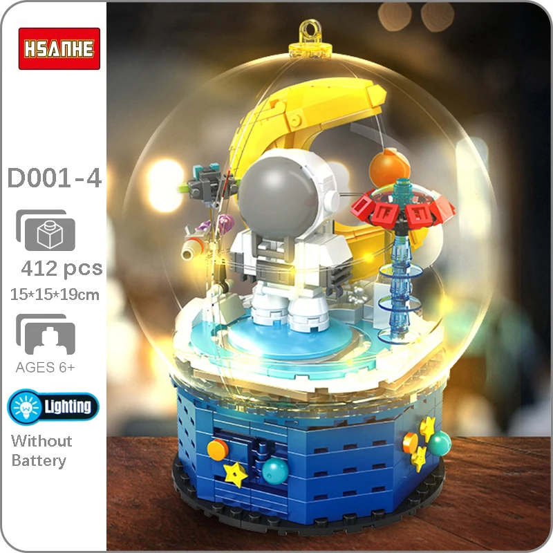 

Hsanhe D001-4 Космос Луна Звезда астронавт хрустальный шар Светодиодная подсветка модель маленькие Мини-блоки кирпичи игрушки для детей без коро...