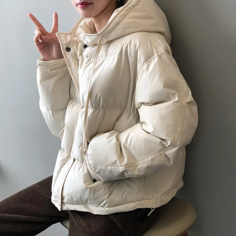 Parkas Woman 2022 New Winter Overcoat Female Basic Korean Style Black Hooded Women's Puffer Jacket Autumn Padded Coats Clothing