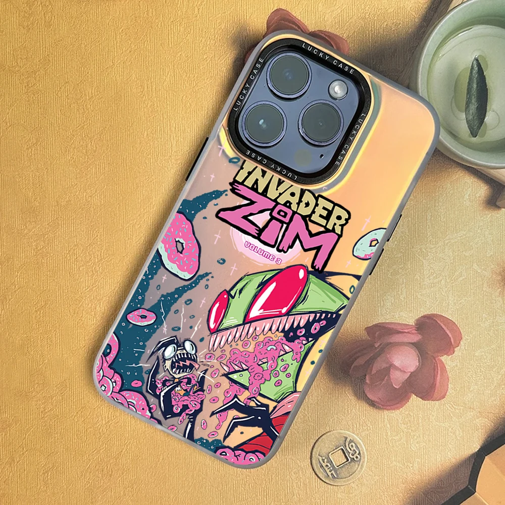 Cartoon I-Invader Zim For Huawei MATE 60 70 PRO NOVA PURA ULTRA Honor 90 80 SE GT 200 IMD Chameleon Laser Phone Case