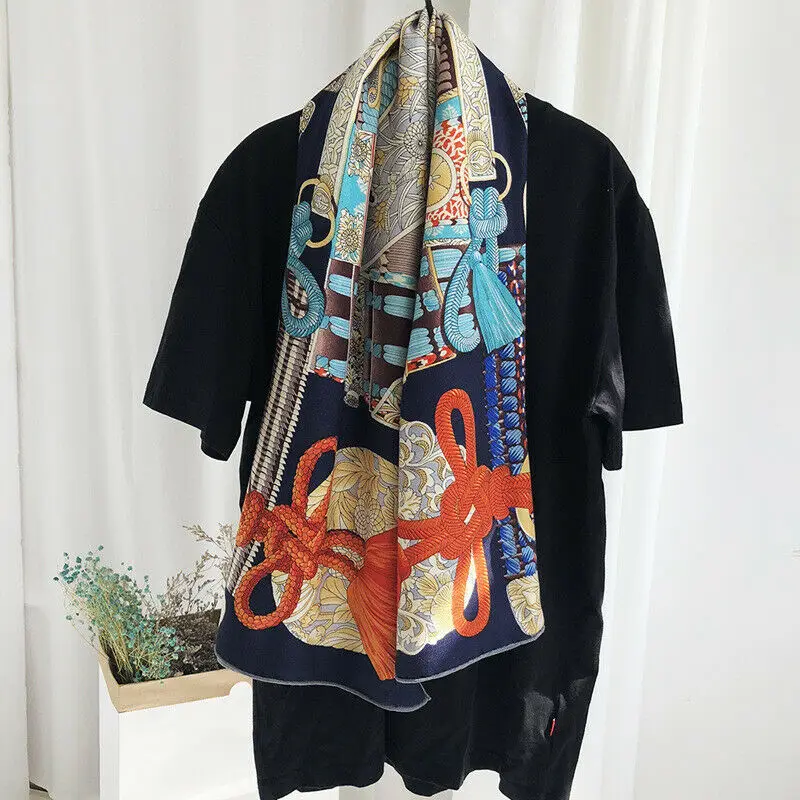Luxury 70% Cashmere 30% Silk Thin Scarf Kerchief Women Fashion Warrior Armor Print Winter Shawl Stole 135*135cm