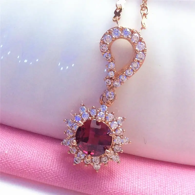 

Classic 585 Purple Gold Plated 14K Rose Gold Chain New in Ruby Necklaces Exquisite Luxury Ladies Dinner Wedding Jewelry