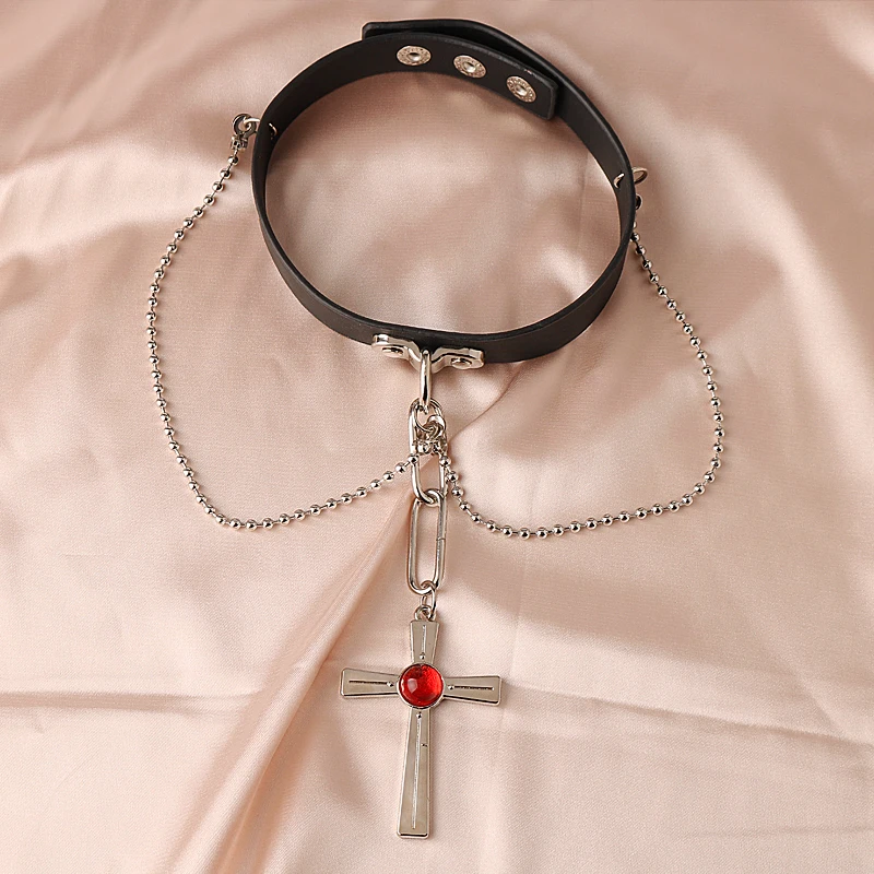 Ожерелье с подвеской из аниме росание и вампир подвеска-чокер красным кристаллом