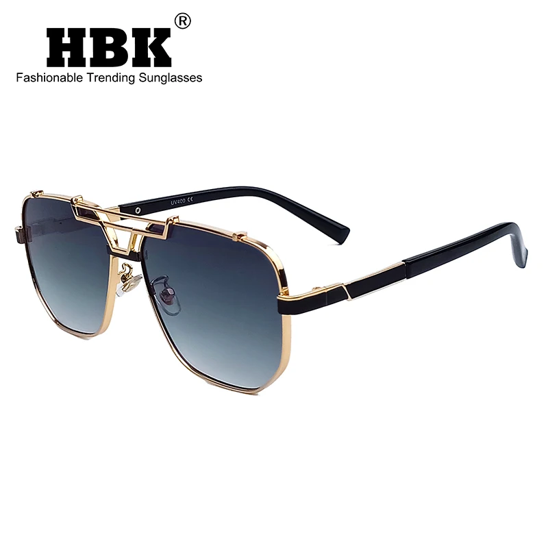 HBK многоугольные солнцезащитные очки с металлической оправой квадратные плоские