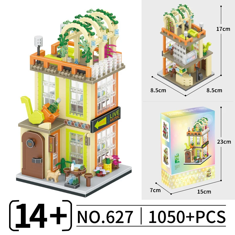 Фото Домик на дереве Moc, строительные блоки, игрушки для детей, девочек от 6 до 10 лет, цветочный магазин, moc, вид на улицу, строительные блоки, кирпич для взрослых №3
