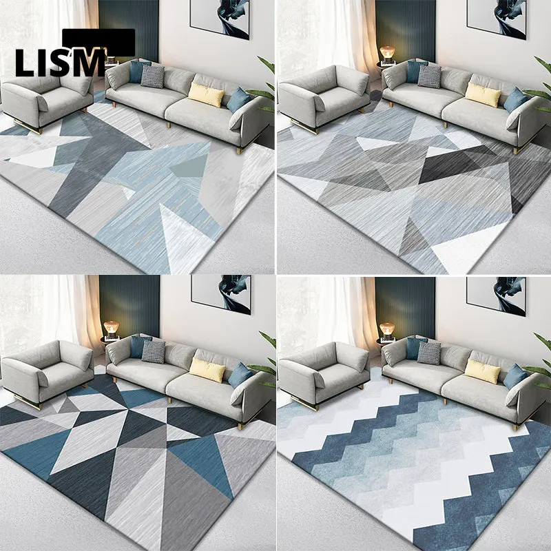 

Geometric Carpet for Living Room Modern Light Luxury Black Gray Marble Large Rugs Bedroom Decoration Kitchen Hallway Floor Mats