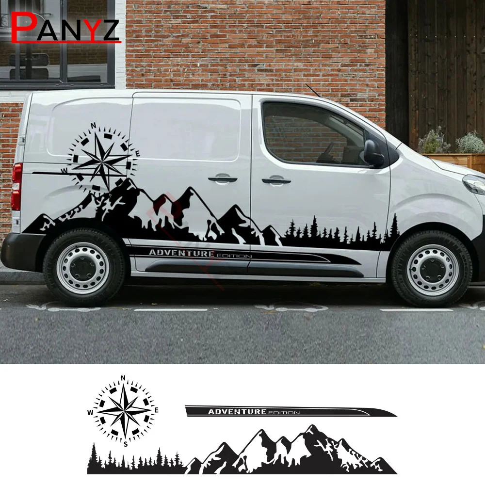 

6Pcs/Lot Car Stickers For Citroen Jumpy Dispatch Peugeot Expert Motorhome Camper Van Mountain Graphics Decals Tuning Accessories