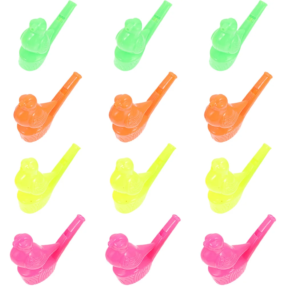 

12 Pcs Bird Whistle Plastic Whistles Adorable Giveaways Adults Small Toy Cartoon Water Child Musical Instruments