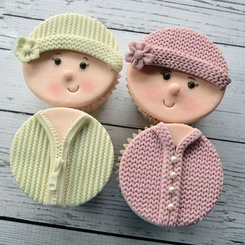 

Sweater Fabric Knitting Texture Biscuits Embossed Pad Decorating Lace Mat Tool Silicone Molds Fondant Cake Decorating