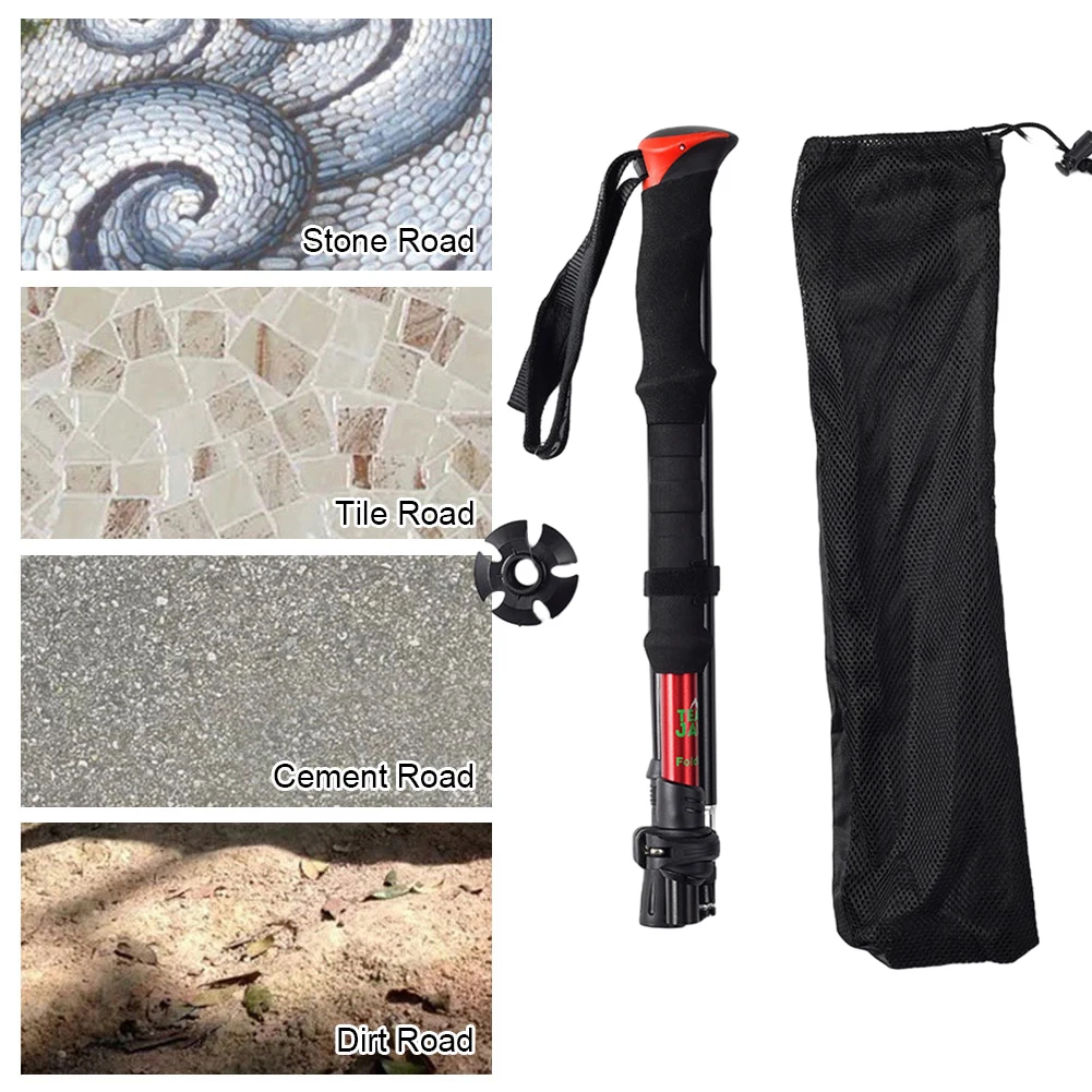 

4-Section Folding Trekking Pole Trekking Hiking Poles Adjustable Collapsible Hiking Pole with Extended EVA Grips for Men Women