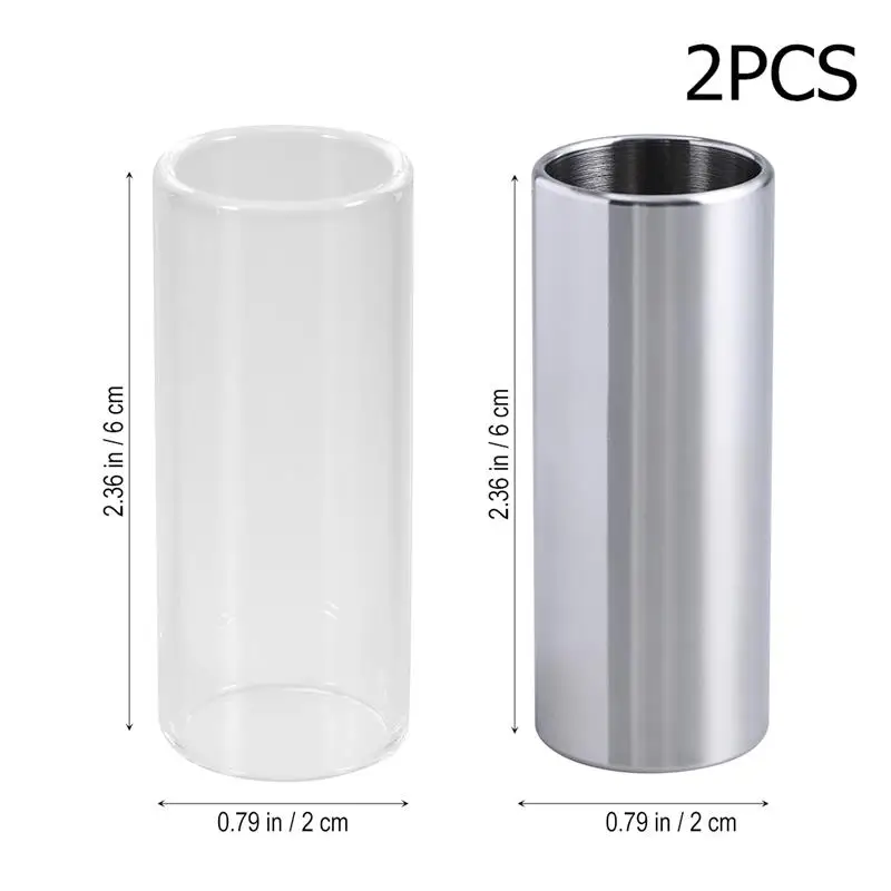 

2Pcs 60MM Glass Slide Stainless Steel Slide Guitar Parts Medium Bottleneck Slide For Bass Guitar Parts Guitar Accessories