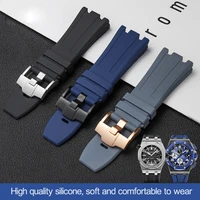 28mm black blue 15703 nature rubber silicone watchband men watch strap band for ap watch audemars and piguet belt logo tools