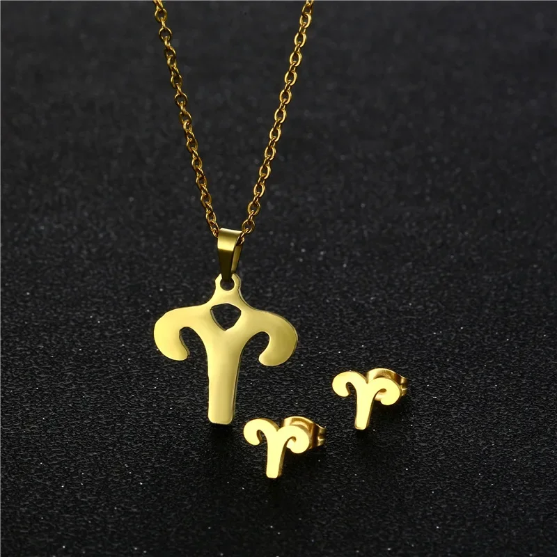 Набор украшений из титановой стали ожерелье Овен нержавеющей серьги