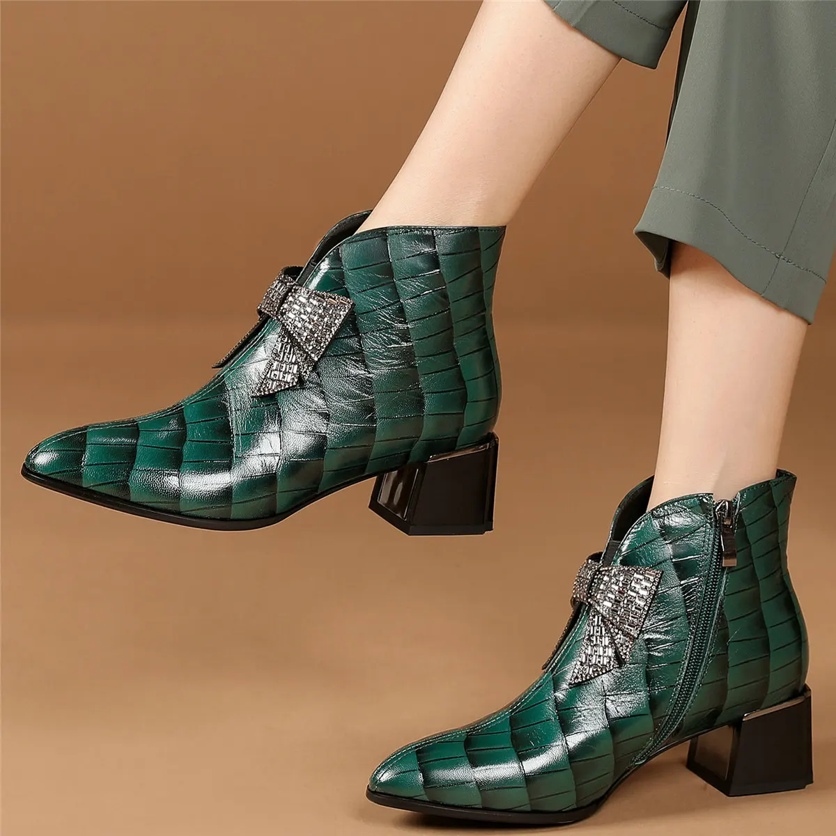 High Top Platform Pumps Women Genuine Leather Chunky High Heels Ankle Boots Female Winter Round Toe Fashion Sneaker Casual Shoes