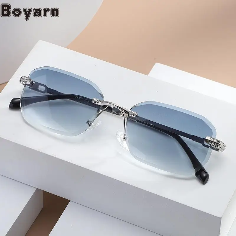

Boyarn 2022 New Trend Diamond Rimmed Sunglasses Women's Metal Foot Wire Diamond Rimmed Sunglasses Cross-border Men's And Women's