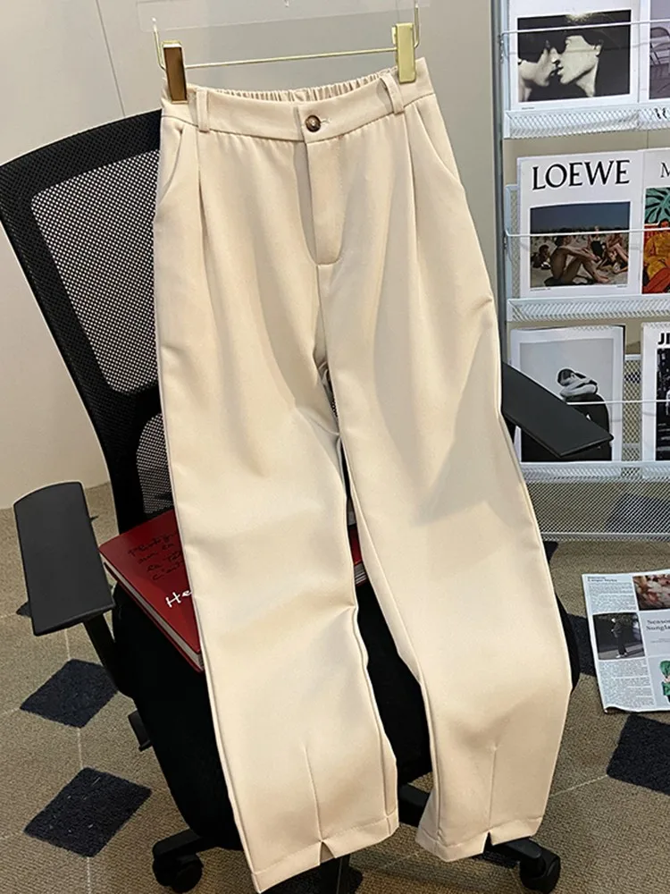 

High Waist Casual Pants Women New 2022 Summer Simple Style Solid Color All-match Straight Female Ankle-length Pants B1864