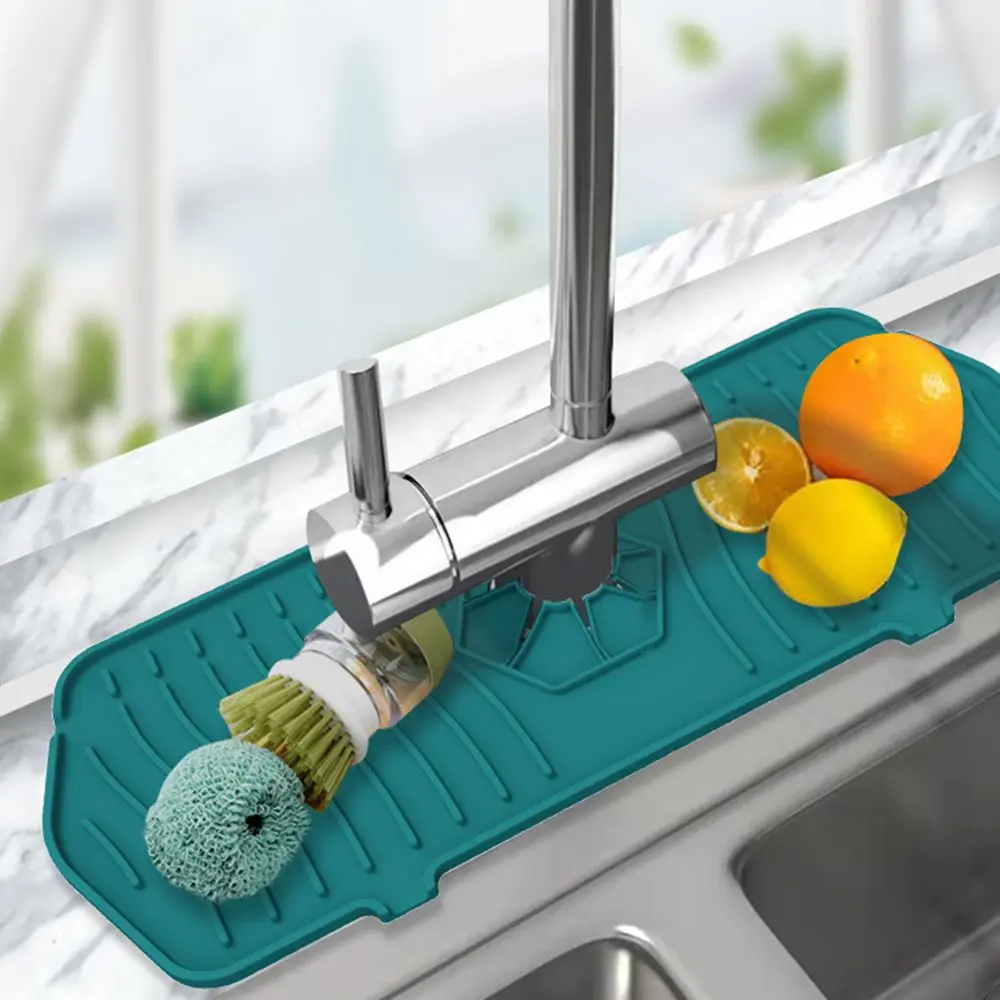 

Pads Water Splash Guard Sink Water Prevent Silicone Drain Pad Splash Catcher Faucet Absorbent Mat Faucet Wraparound