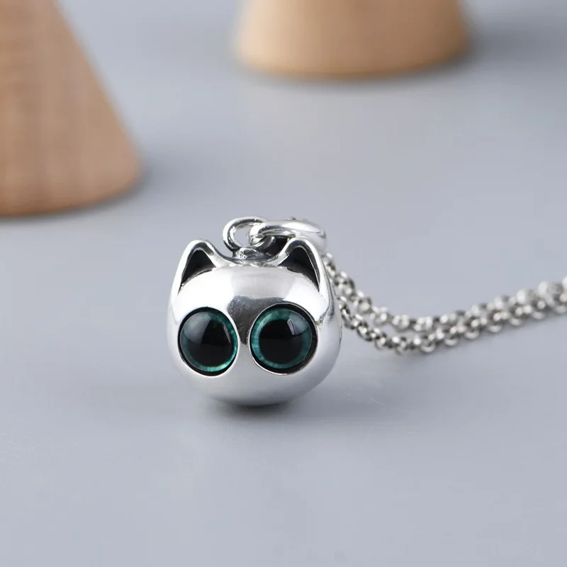Твердый серебряный кулон с головой кошки S925 твердое серебро полировка небольшой