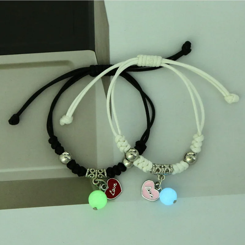 

Charm Luminous Pendant Rope Bracelet for Women Men Couple Snowman Cross Heart Rabbit Cat Leaf Flower Friendship Jewelry Gifts