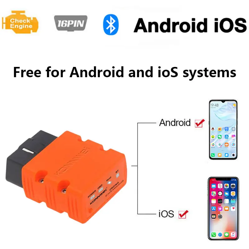 Фото Автосканер KONNWEI Bluetooth 5.0 KW902 ELM327 V1.5, диагностический инструмент OBD2 для автомобилей, считыватель кодов OBD 2 ELM 327 V 1.5 для Android и iOS №2