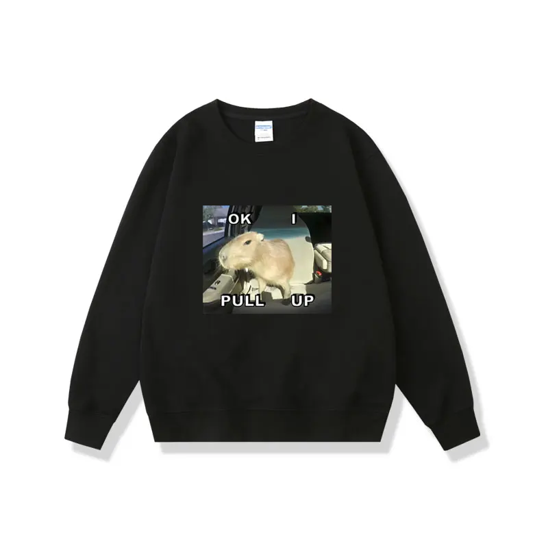 

Capybara Meme Funny Sweatshirt Car Pull Up Graphic Pullover Men Women Plus Size Kawaii Tracksuit Cute Capybaras Soft Sweatshirts