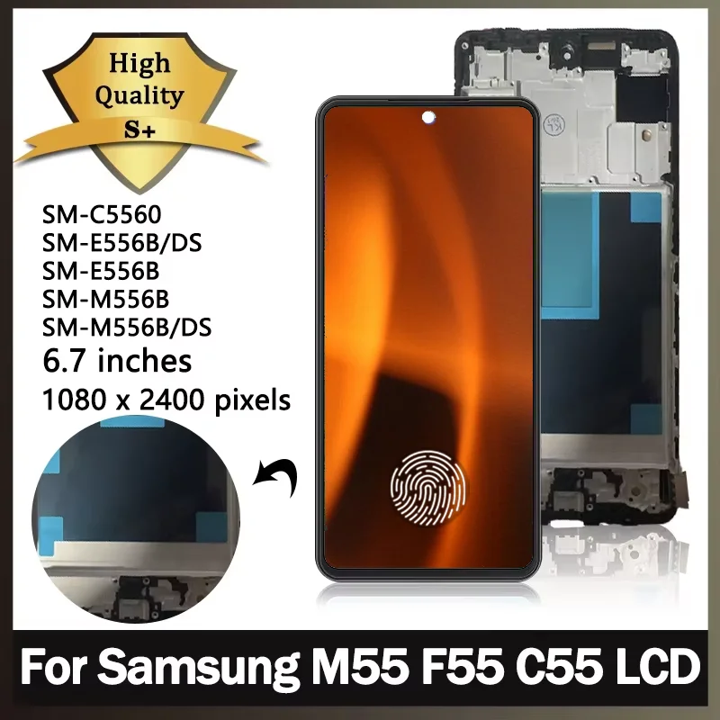 Фото Дисплей Super AMOLED для Samsung C55 M55 M55s LCD C5560 M556B M558B в сборе с тачскрином и рамкой №1