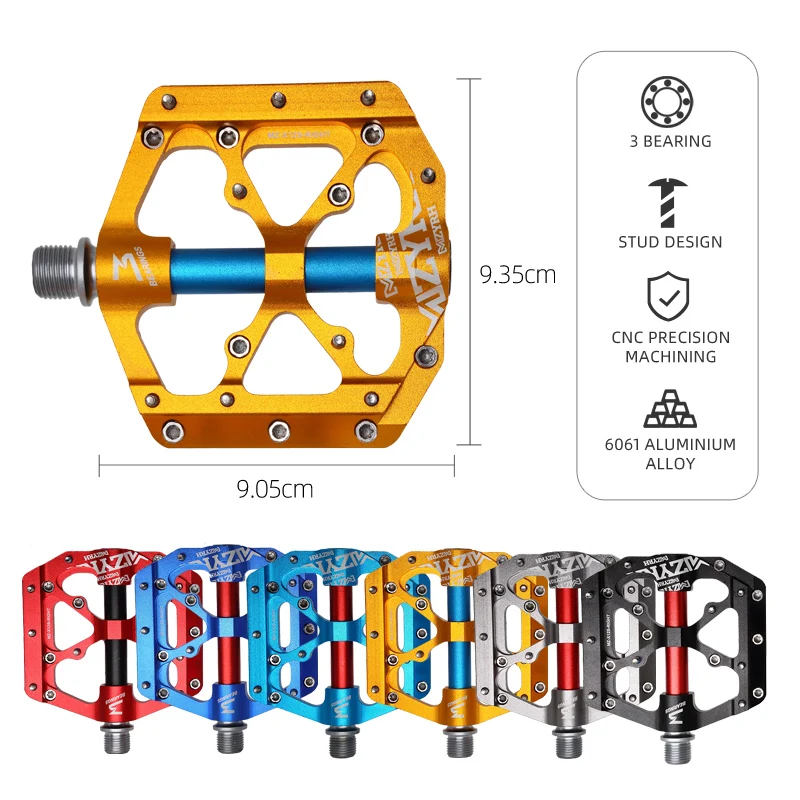 MZYRH  Bicycle Pedals Ultralight Anti-slip CNC BMX MTB Road Bike Pedal Cycling 3 Sealed Bearing Bike Pedals  X12S-Anode