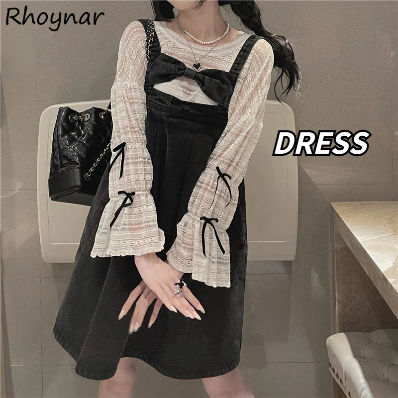 

Dresses Women Summer Female Loose Design Preppy Style Lovely Fashion All-match New Chic Mini Bow Simple Korean Version Student