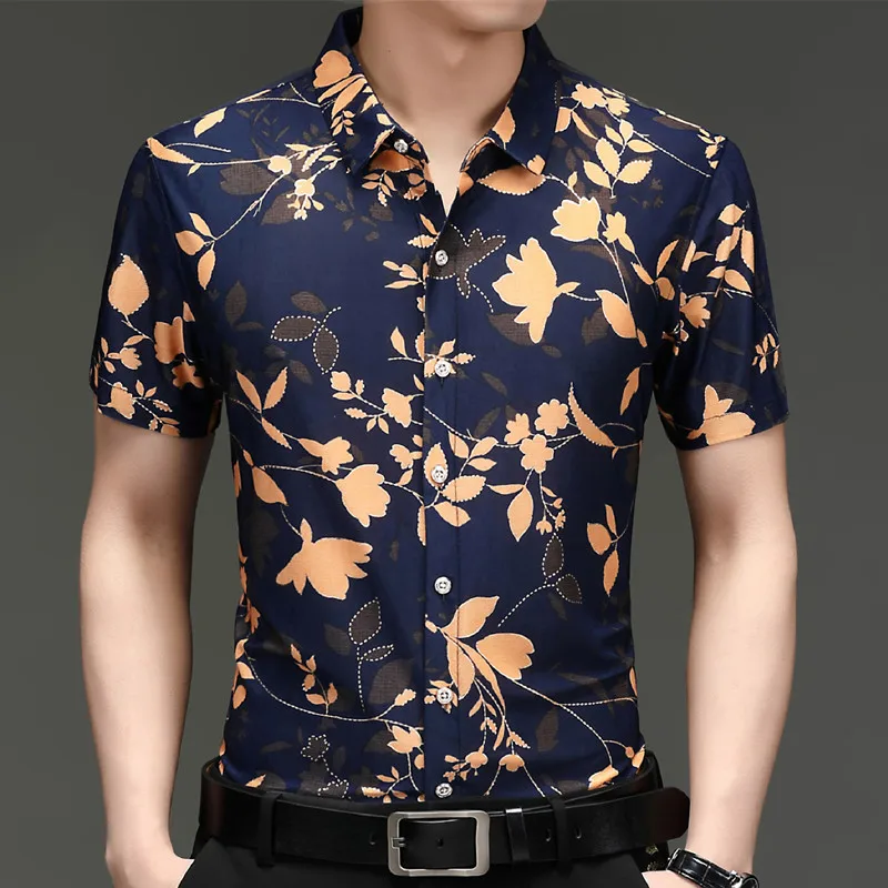 

Floral Shirt Shirts for Men Summer Camisa Masculina Blusas Short Sleeve Blouses High Fashion Tops Brand Ropa Camisas De Hombre