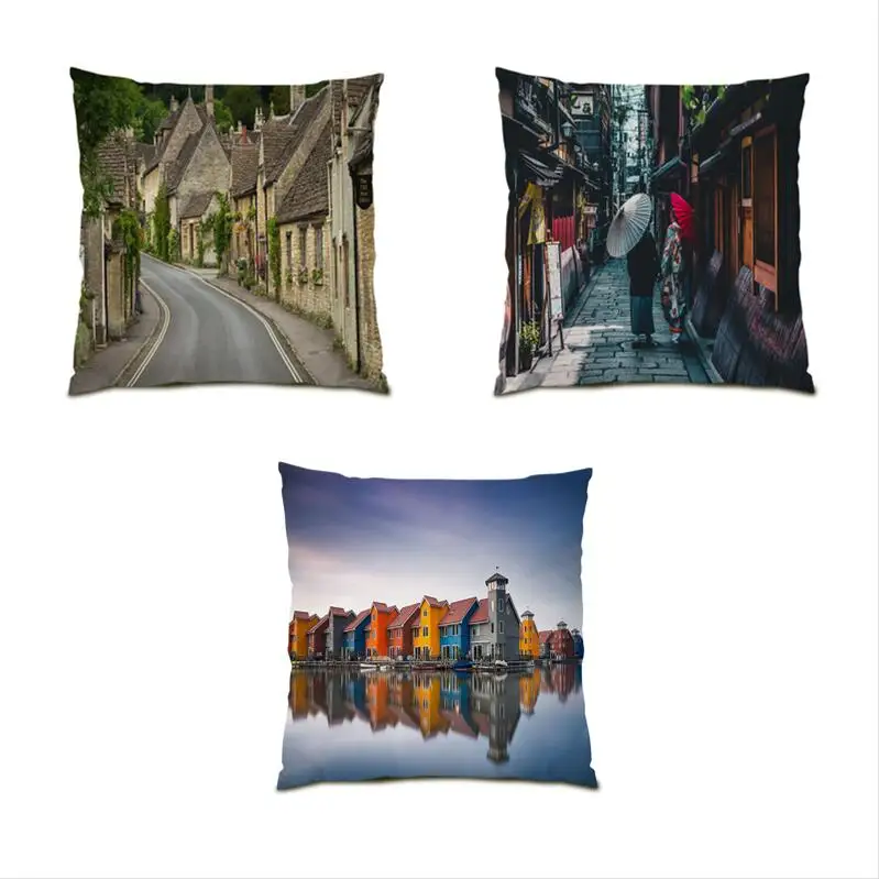 

Pillow Cover 45x45 Throw Pillow Covers Sofa Decoration Home Forest Tree Flower Living Room Decoration Landscape Leaves Bed E1011