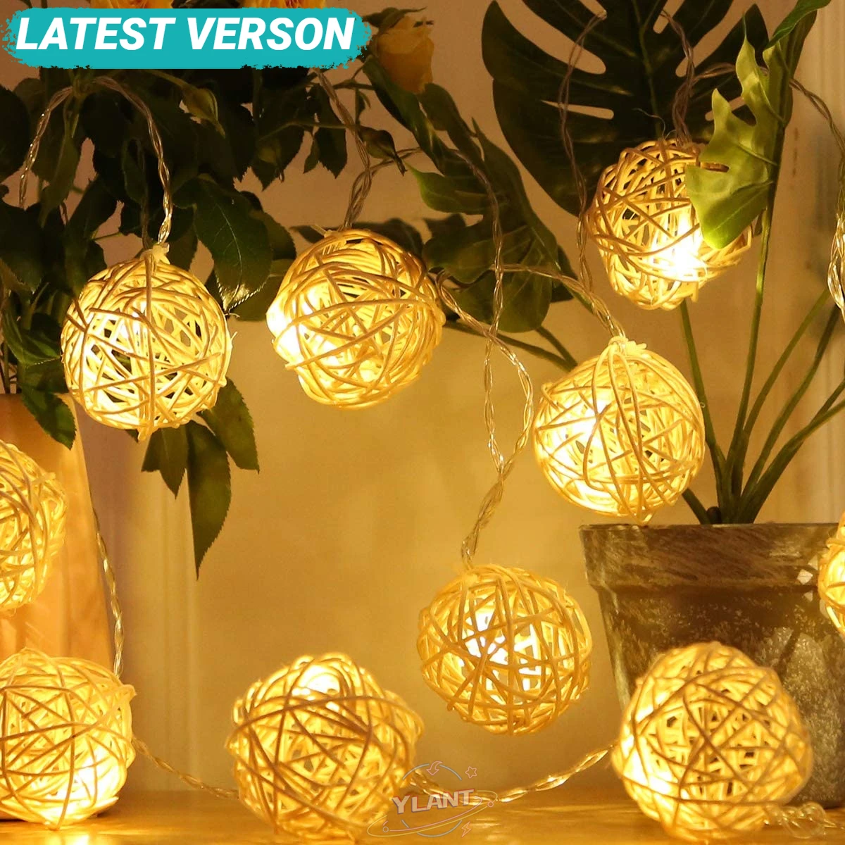 

YL Led Fairy String Lights Rattan Balls Cotton 5M 20LEDs Warm White Garland Chain Holiday Christmas For Patio Wedding Decoration
