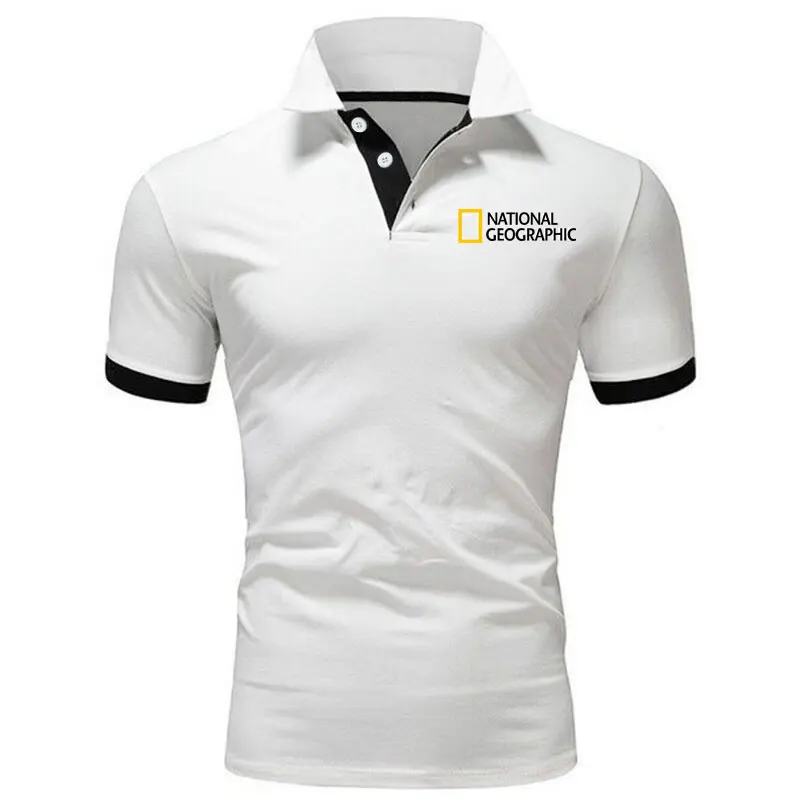 

Polo Shirt NATIONAL GEOGRAPHIC Summer men Short Sleeve Turn-over Collar Slim Tops Casual Breathable Solid Color Business Shirt