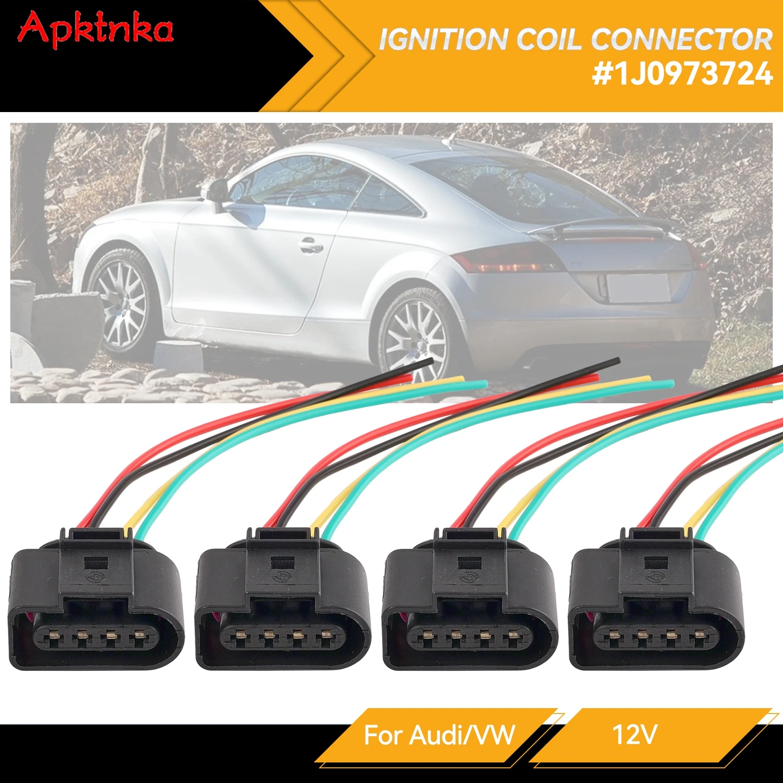Фото Комплект из 4 шт. разъемов для ремонта проводки катушек зажигания для Audi A3 A4 A5 A6 A8 TT VW Passat Jetta Golf Touareg 1J0973724 №1