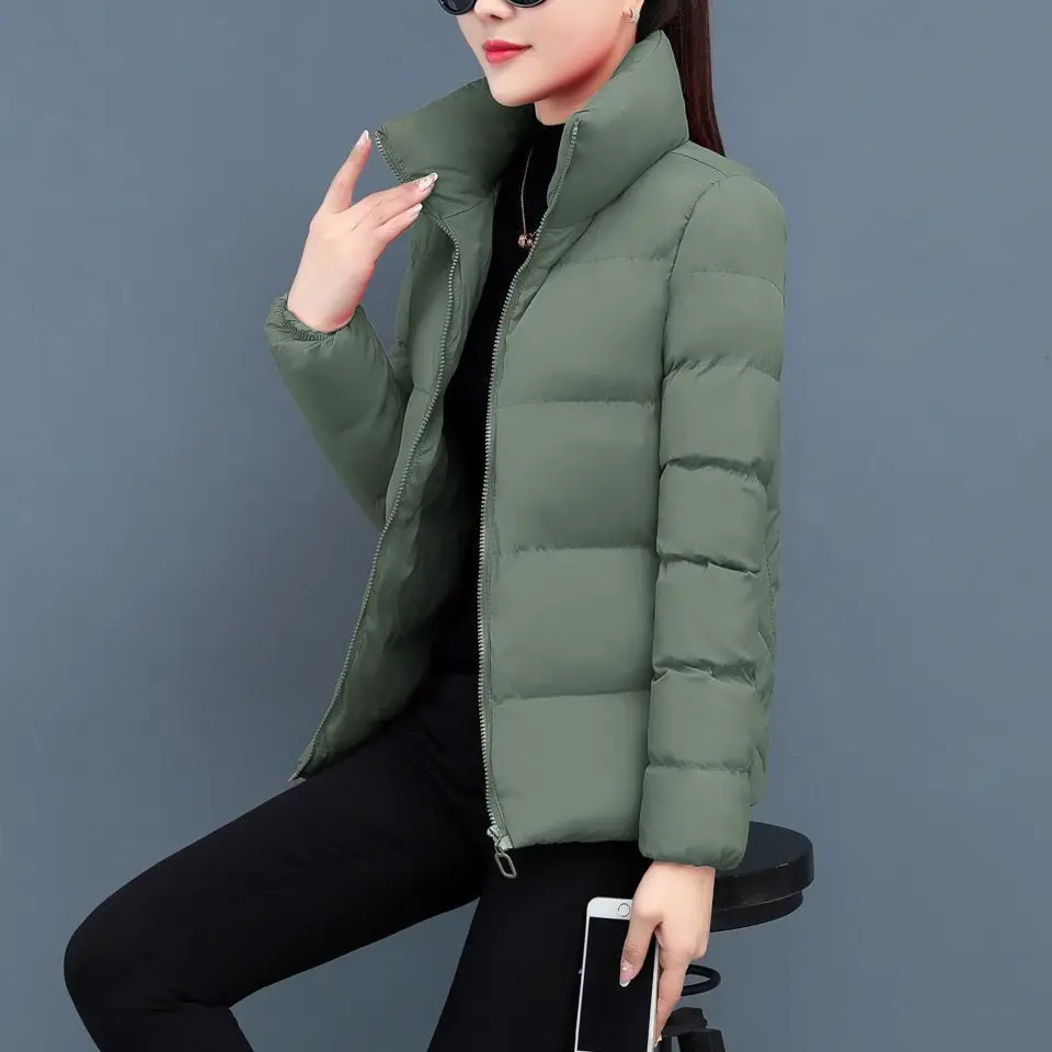 Women Jacket 2023 New Winter Parkas Female Loose Stand Collar Casual Warm Cotton Padded Parka Short Coat Fashion Outwear C32