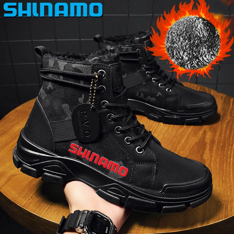 

2023 New Anti-skid Snow Warm Martin Boots Men Winter Cashmere Fishing Shoes Outdoor Breathable Wool Camping Hunting Hiking Shoes