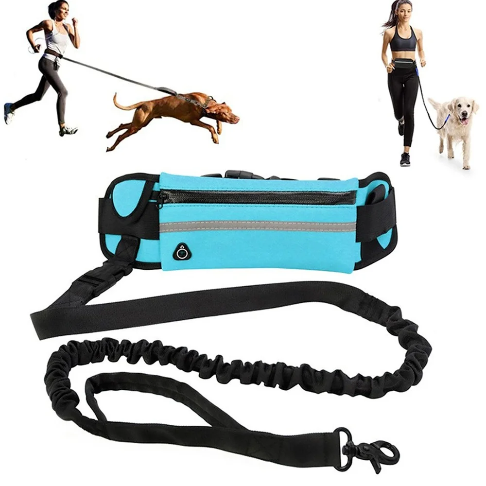 

Hands Free Dog Leash for Running Walking Reflective Leash with Waist Bag Retractable Elastic Belt Dog Traction Rope Pet Products