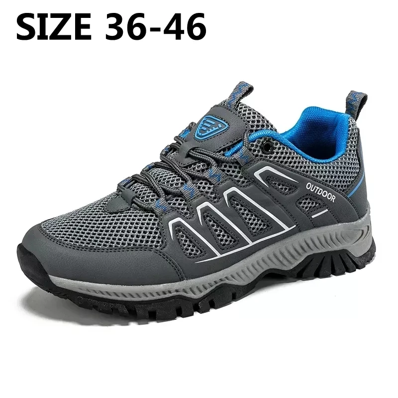 

New Summer Men Sneakers Mesh Breathable Hiking Shoes Outdoor Non-Slip Walking Shoes Lightweight Men's Shoes Size 36-46