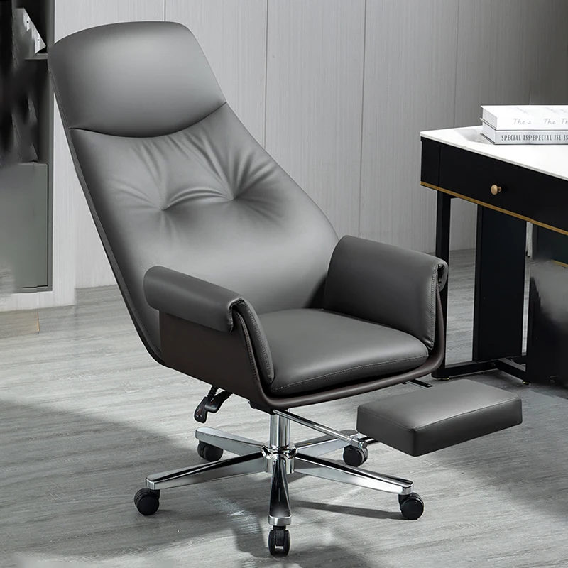 

Back Rest Leather Office Chair Design Armrest Comfy Rotate Executive Chair Luxurious Wheels Bedroom Cute Silla Oficina Furniture