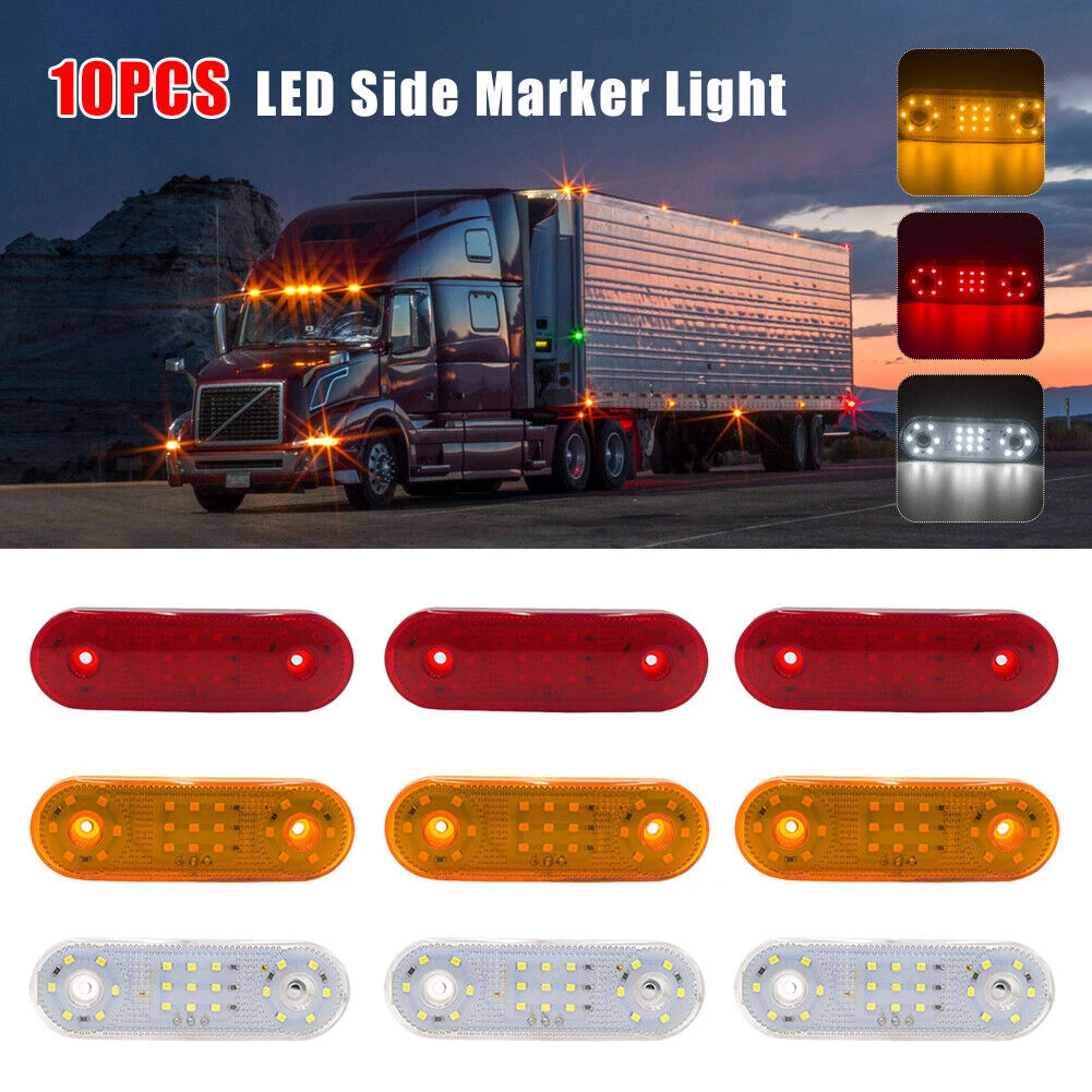 

10 PCS/set 21LED 12V 3W Side Marker Light IP67 Waterproof For Buses, Trucks, Trailers Durability And Long Service Life