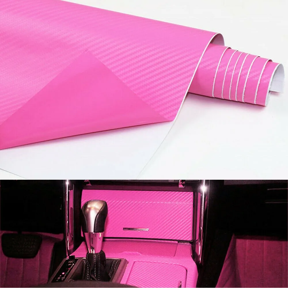 

Автомобильная розовая виниловая наклейка из углеродного волокна, аксессуары для интерьера, панель 50x12 дюймов для центральной консоли B, при...